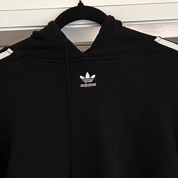 ADIDAS Cropped Black with the Three Stripes Sweatshirt - Size L - Picture 4 of 12